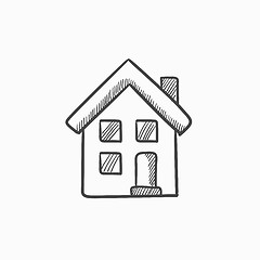 Image showing Two storey detached house sketch icon.