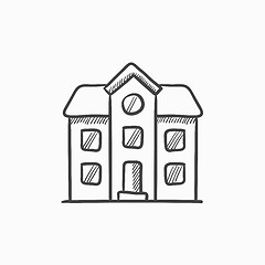 Image showing Two storey detached house sketch icon.