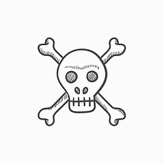 Image showing Skull and cross bones sketch icon.