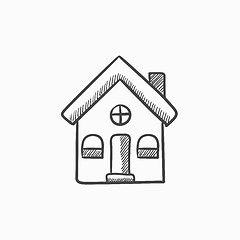 Image showing Detached house sketch icon.