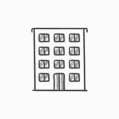 Image showing Residential building sketch icon.