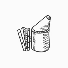 Image showing Bee hive smoker sketch icon.