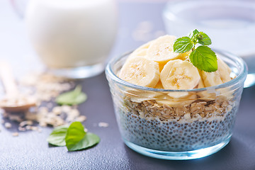 Image showing milk with chia seeds and banana