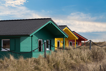 Image showing colorful wooden tiny houses on the island