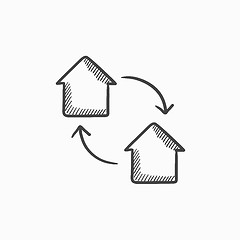 Image showing House exchange sketch icon.