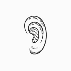 Image showing Human ear sketch icon.