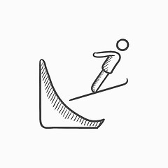 Image showing Ski jumping sketch icon.