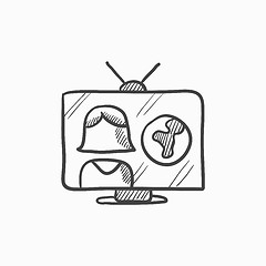 Image showing TV report sketch icon.