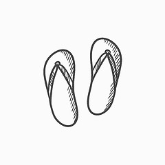 Image showing Beach slipper sketch icon.