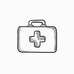 Image showing First aid kit sketch icon.