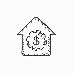 Image showing House with dollar symbol sketch icon.