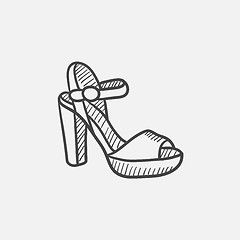 Image showing High-heeled sandal sketch icon.