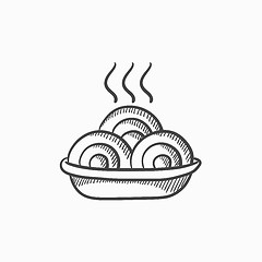 Image showing Hot meal in plate sketch icon.