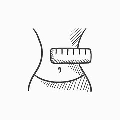 Image showing Waist with measuring tape sketch icon.