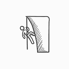 Image showing Rock climber sketch icon.