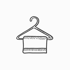 Image showing Towel on hanger sketch icon.