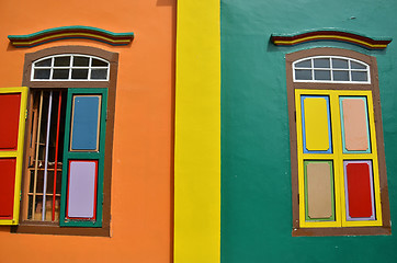 Image showing Colorful facade of building in Little India, Singapore