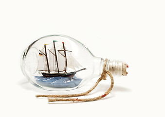 Image showing Sailing boat in a bottle