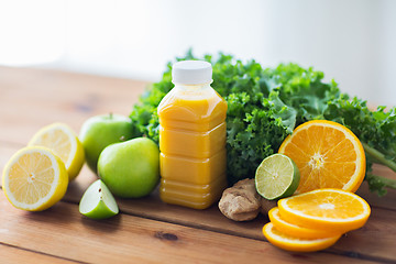 Image showing bottle with orange juice, fruits and vegetables