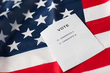 Image showing empty ballot or vote on american flag