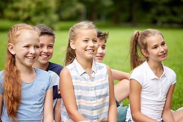 Image showing group of happy kids or friends outdoors