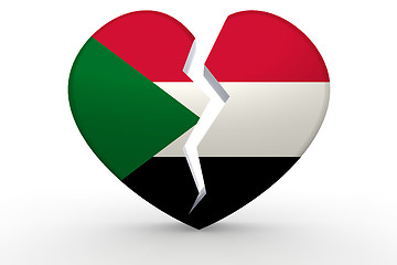 Image showing Broken white heart shape with Sudan flag