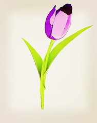 Image showing Tulip flower. 3D illustration. Vintage style.