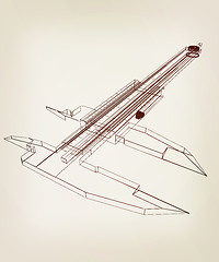 Image showing Vernier caliper. 3D illustration. Vintage style.