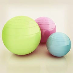 Image showing Fitness balls. 3D illustration. Vintage style.