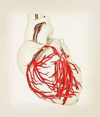 Image showing Human heart. 3D illustration. Vintage style.