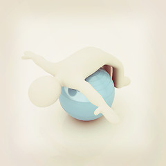 Image showing 3d man exercising position on fitness ball. My biggest pilates s