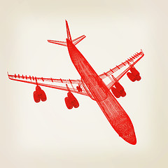 Image showing Airplane. 3D illustration. Vintage style.