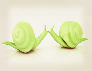 Image showing 3d fantasy animals, snails on white background . 3D illustration