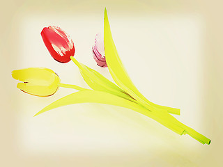 Image showing Tulip flower. 3D illustration. Vintage style.
