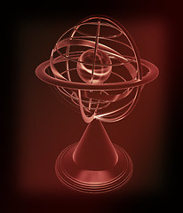 Image showing Terrestrial globe model . 3D illustration. Vintage style.