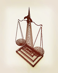 Image showing scales of justice. 3D illustration. Vintage style.