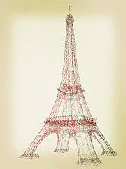 Image showing 3d Eiffel Tower render. 3D illustration. Vintage style.