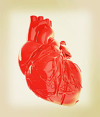 Image showing Human heart. 3D illustration. Vintage style.