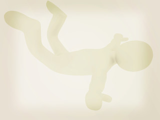 Image showing Flying 3d man on white background. 3D illustration. Vintage styl