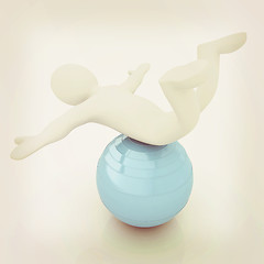 Image showing 3d man exercising position on fitness ball. My biggest pilates s