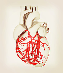 Image showing Human heart. 3D illustration. Vintage style.