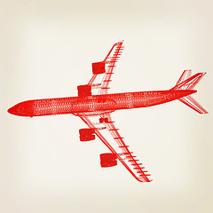 Image showing Airplane. 3D illustration. Vintage style.