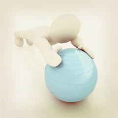 Image showing 3d man exercising position on fitness ball. My biggest pilates s