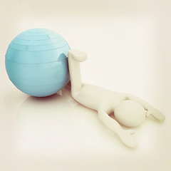 Image showing 3d man exercising position on fitness ball. My biggest pilates s