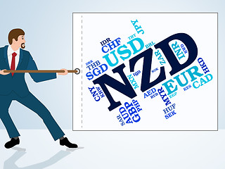 Image showing Nzd Currency Shows New Zealand Dollar And Coin