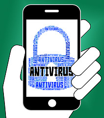 Image showing Antivirus Lock Represents Word Infection And Spyware