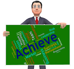 Image showing Achieve Words Represents Resolution Winner And Winning