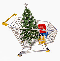 Image showing Isolated Shopping Cart With Gifts