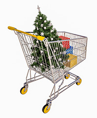 Image showing Isolated Shopping Cart With Gifts