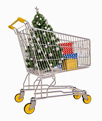 Image showing Isolated Shopping Cart With Gifts